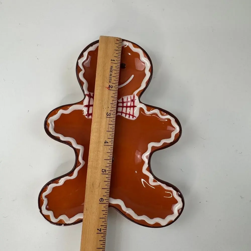 Pier 1 Gingerbread Men White Brown Spoon Rest Ceramic Christmas Home Decorative